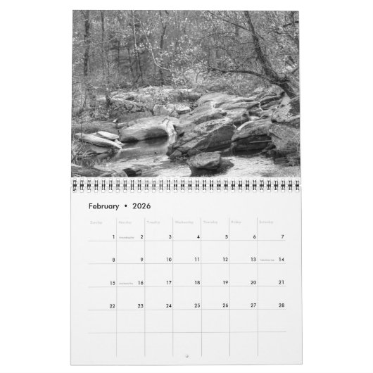 カレンダー – モノクロ写真 (2月 2026)