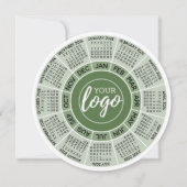 カレンダー、ロゴ – 緑の白い円 – ビジネス シーズンカード (正面)