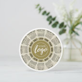 カレンダー、ロゴ – 金ゴールドホワイトサークルビジネス シーズンカード (スタンド正面)