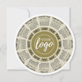 カレンダー、ロゴ – 金ゴールドホワイトサークルビジネス シーズンカード (正面)