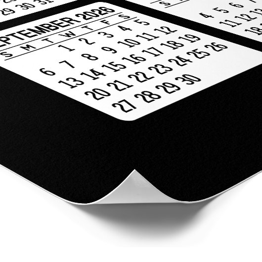 カレンダー – 中央の黒い縦写真 ポスター (角)