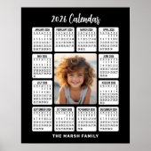 カレンダー – 中央の黒い縦写真 ポスター (正面)