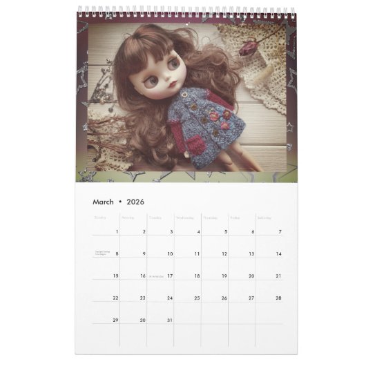 カレンダー,人形,女の子のための,ベビー,おもしろい,おもちゃ,明るい, カレンダー (3月 2026)