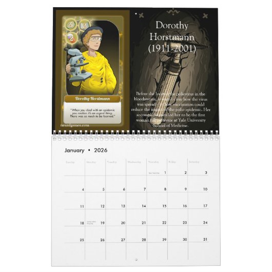 カレンダー – 小児科歴の女性 (1月 2026)