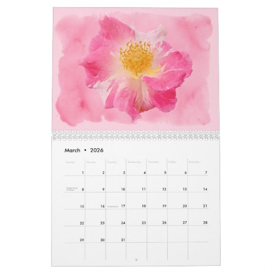 カレンダー – 背景の花 (3月 2026)