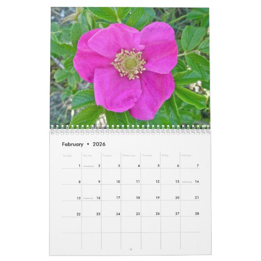 カレンダー - 花束 #2 (2月 2026)