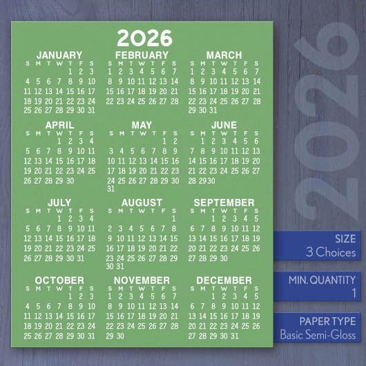カレンダー – 通年ベーシック – フラットシート紙