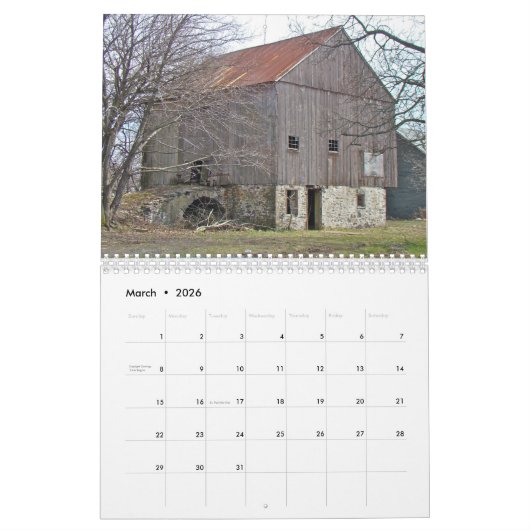 カレンダー – 風光明媚なペンシルベニア (3月 2026)