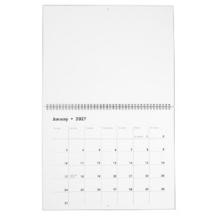 カレンダー 11" x 14.25" ブラック大型2ページ