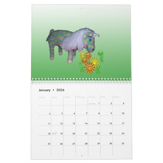 カレンダー – 1 2ヶ月の人形 (1月 2026)