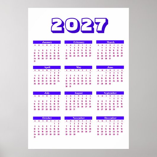 カレンダー 2027 ポスター (正面)