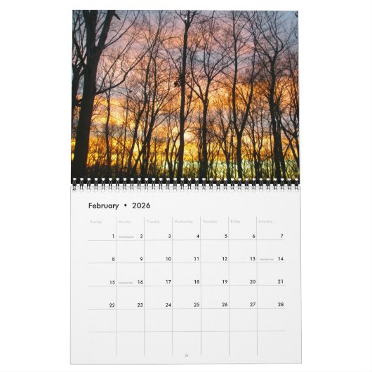 カレンダー – Sky Dawn to Dusk (2月 2026)