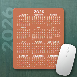 カレンダー – terra cotta背景 – 垂直 マウスパッド