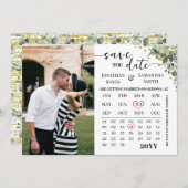 カレンダーeucalyptus金ゴールド日付を保存結婚する セーブザデート (正面/裏面)