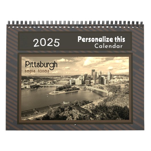 カレンダーPittsburgh写真セピア – パーソナライズ カレンダー (カバー)