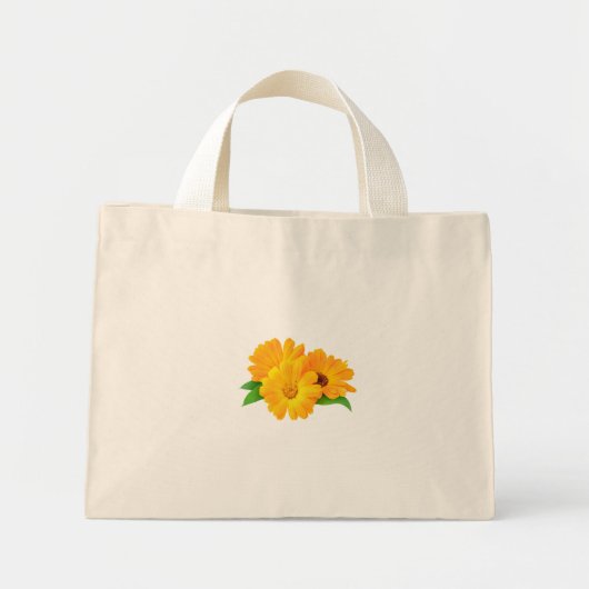 カレンデュラの花を整列 ミニトートバッグ (正面)