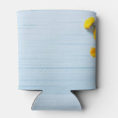 カレンデュラの花：青い木製背景 缶クーラー (裏面)