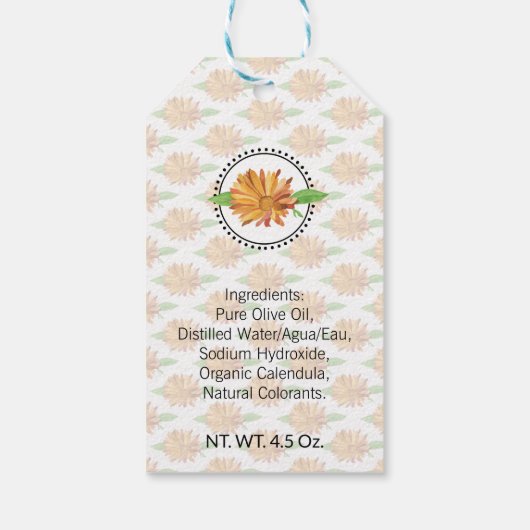 カレンデュラ　手作りのバス＆ボディケア ギフトタグ (裏面)