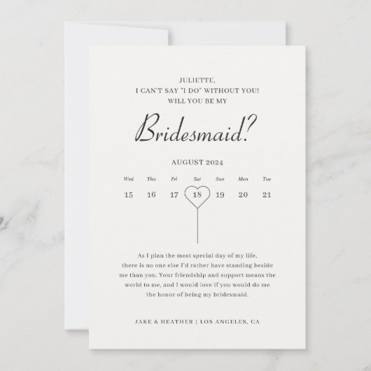 カレンモダンダー花嫁プロポーザルの写真カード 招待状 (正面)