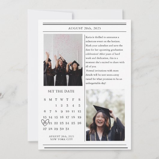 カレンユニークダー新聞写真卒業 セーブザデート (裏面)