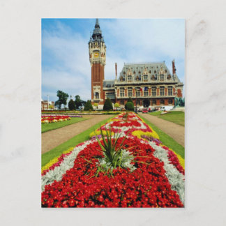 カレーのピンクの町のホール、フランスの花 ポストカード