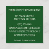 カレーヤゴライス&ピーズジャマイカフードレストラン スクエア名刺 (裏面)