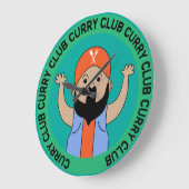 カレー好き |インディアン |コーリー調理師 |グルメ ラージ壁時計 (傾斜)