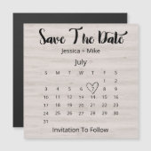 カレ素朴ンダ7月の日付を保存結婚する マグネット招待状 (正面/裏面)