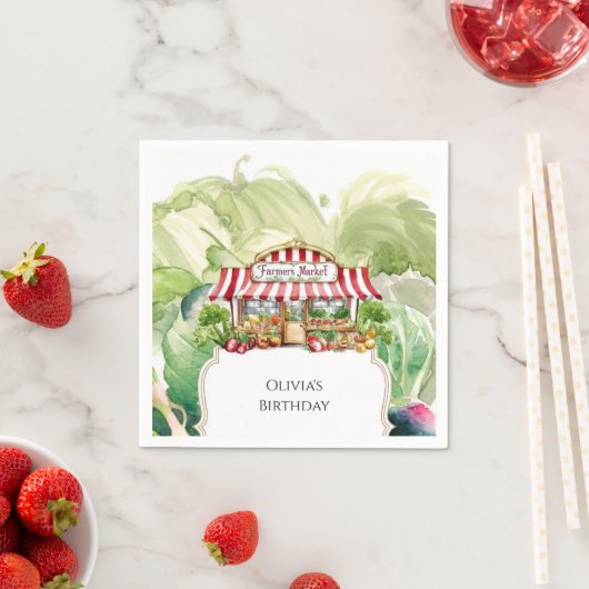 カロカラフルット農家市場誕生日 スタンダードカクテルナプキン (インサイチュ)