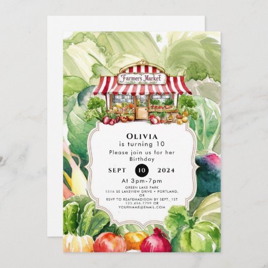 カロカラフルット農家市場誕生日 招待状 (正面/裏面)