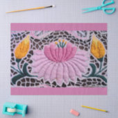 カロクサイスタイルの刺繍を施したルックウォーターユリ 薄葉紙 (クラフト)