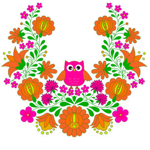 カロサイの花とフクロウ Tシャツ