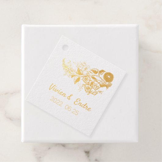 カロスタイリッシュサイ花模様パーソナライズされた結婚- フェイバータグ (箱)