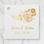 カロスタイリッシュサイ花模様パーソナライズされた結婚- フェイバータグ (正面)