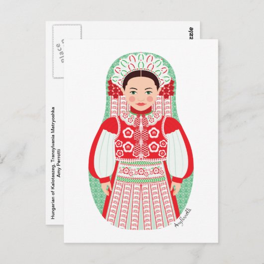 カロタツェグマトリヨシュカ葉書のハンガリー語 ポストカード (正面/裏面)