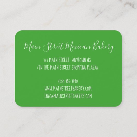 カロタデリモンメキシカンケーキシェフベーカリー食品 名刺 (裏面)