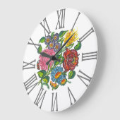 カロッサイフローラ&ローマ数字 ラージ壁時計 (傾斜)