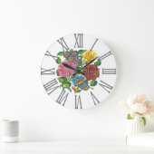 カロッサイフローラ&ローマ数字 ラージ壁時計 (ホーム)