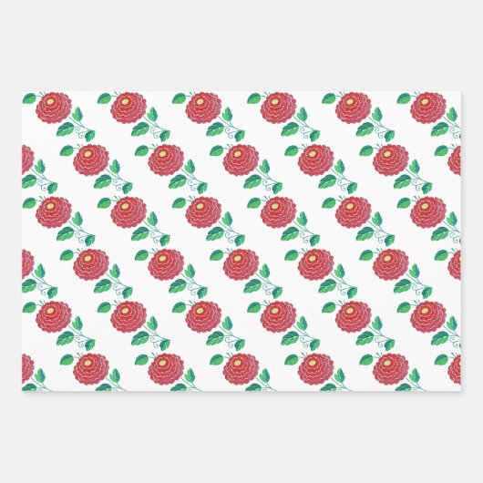 カロッサフラワーズハンガリーフォークアートガーデン ラッピングペーパーシート (正面3)