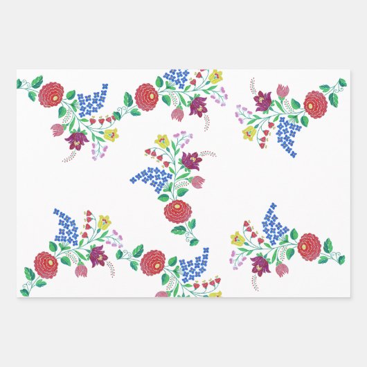 カロッサフラワーズハンガリーフォークアートガーデン ラッピングペーパーシート (正面2)