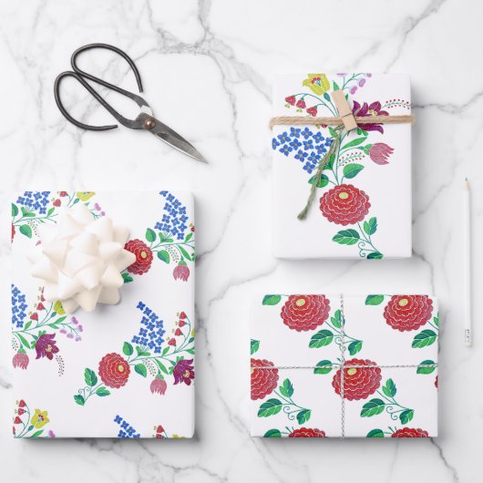 カロッサフラワーズハンガリーフォークアートガーデン ラッピングペーパーシート (正面)