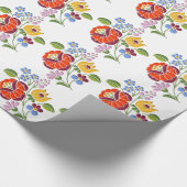 カロッサ刺繍モチーフ – ハンガリーフォークアート ラッピングペーパー (角)
