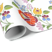 カロッサ刺繍モチーフ – ハンガリーフォークアート ラッピングペーパー (ロールコーナー)