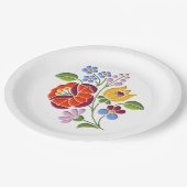 カロッサ刺繍 – ハンガリーフォークアートのモチーフ ペーパープレート (アングル)