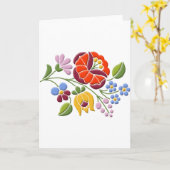 カロッサ刺繍 – ハンガリーフォークアート カード (黄色い花)