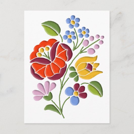 カロッサ刺繍 – ハンガリーフォークアート ポストカード (正面)