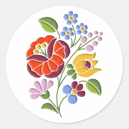 カロッサ刺繍 – ハンガリーフォークアート ラウンドシール (正面)