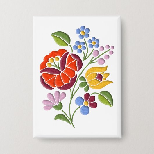 カロッサ刺繍 – ハンガリーフォークアート 缶バッジ (正面)