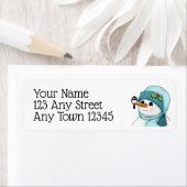 カロットの鼻に《鳥》アメリカゴガラが付いた可愛い雪だるま ラベル (インサイチュ)