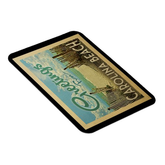 カロライナのビーチのヴィンテージ旅行 マグネット (右側)